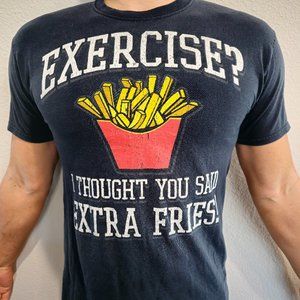 VTG Style T-Shirt Men’s M ‘Exercise? I Thought You Said Extra Fries!’ Humor